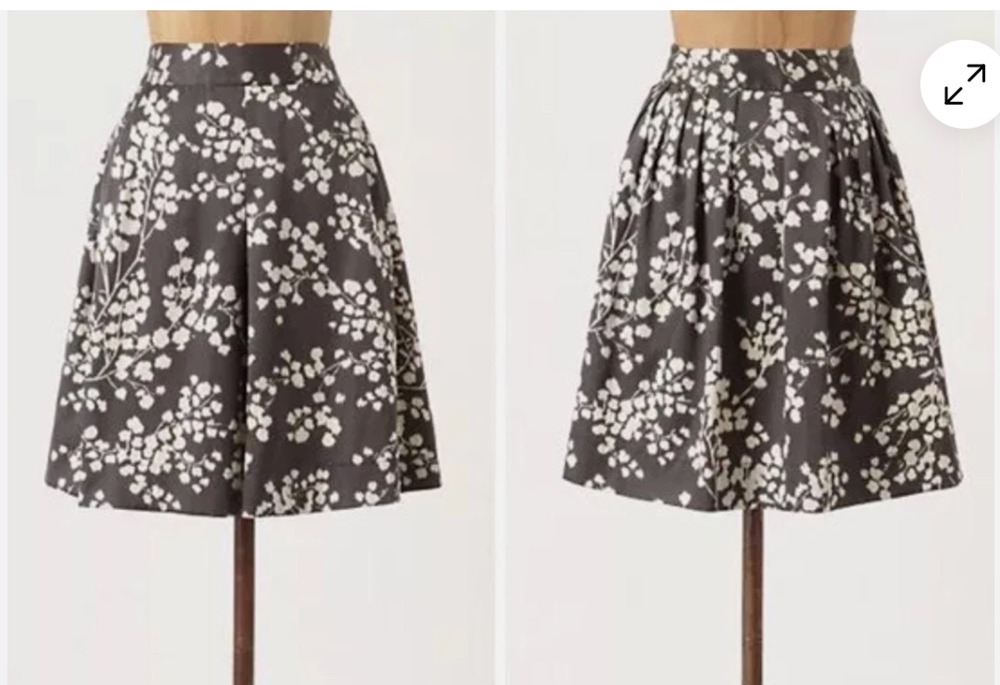 ANTHROPOLOGIE MOULINETTE SOEURS Women's Floral Skirt Sz 8 Gray Silk MIni Ikat